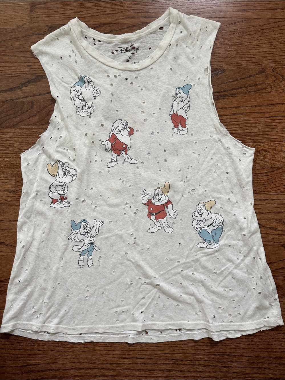 Disney x Lauren Moshi Sleeveless Distressed T-Shirt Snow White L